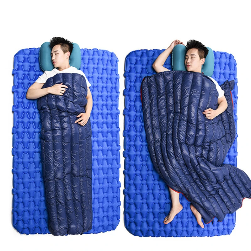 (image for) Down Sleeping Bag Outdoor Adult Children Camping Ultra Light Portable Patchwork Double Indoor Four Seasons Warm Duck Down Hiking Camping Sleeping Bag